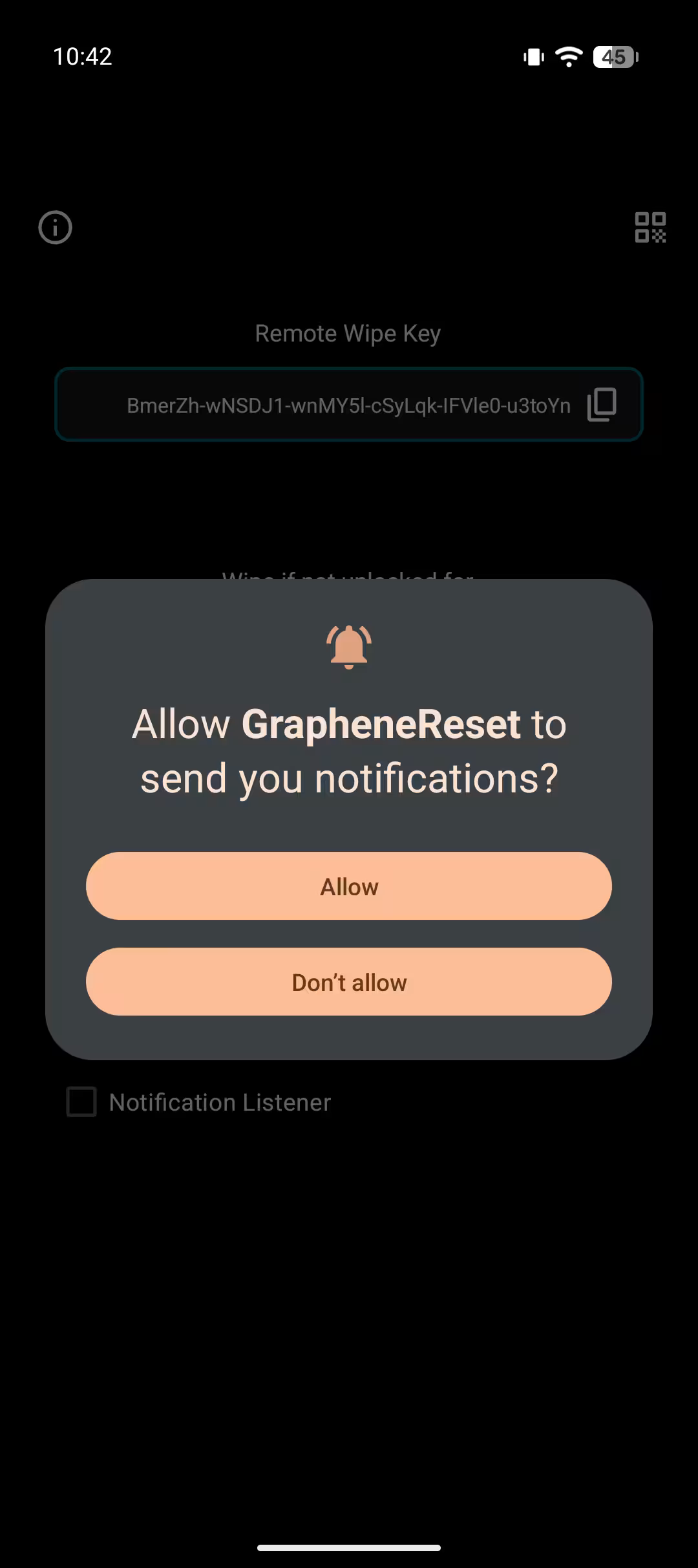 Allowing notification access