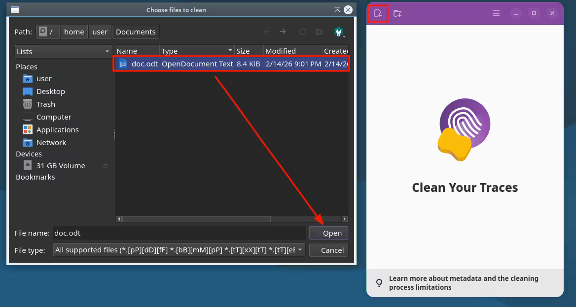 Selecting file